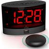 ANJANK Sveglia Vibrante Senza Fili Estremamente Forte con Shaker Elettrico per Assenza di Udito,Disturbi dell'udito, Sonno Profondo,Doppio Allarme, Backup della Batteria,Caricatore USB,Grande Display