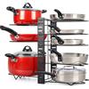 BELLE VOUS Porta Pentole e Padelle a 8 Livelli - Organizzatore per Coperchi con Supporto Regolabile - Divisori da Mobile Interno per Cucina o Dispensa - Accessori per la Casa