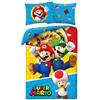 Halantex Set Letto SUPER MARIO con Luigi Toad Bowser - Copripiumino 140x200cm con federa 70x90cm - 100% Cotone Multicolore