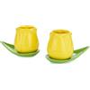 Balvi Set di Tazze da caffè Tulip Colore Giallo/Verde 2 Tazze a Forma di Tulipano e 2 Piatti a Forma