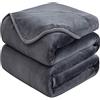 HOZY Plaid Coperta Pile Matrimoniale Antistatica - Super Morbido Coperta leggera e Calda - Adatta per Copriletto Copriletto e Copridivano - Grigio Scuro Grande 220x240cm