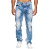 Oanviso Jeans Pantaloni da Uomo Denim Vintage Casual Jeans Baggy Pantaloni Gamba Larga Straight Pantaloni Harajuku Pantaloni Casual Streetwear Hip Hop Jeans Pants Uomo B Blu Chiaro L