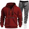 Generic Tuta da Uomo 2 Pezzi con Cappuccio Jogging Sweatpants Tracksuit Set per Gli Uomini Manica Lunga Pullover Sweatsuit Activewear Felpa Sportiva Uomo Invernale Tuta Uomo Tuta Uomo Pantalon (b-Red, L)
