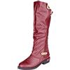 Dorjuli Stivali alti da donna con punta rotonda, comodi e piatti, da neve, da donna, impermeabili, antiscivolo, Colore: rosso, 40