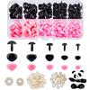 SUPERFINDINGS 130 pz 5 Misure Nasi di Sicurezza in Plastica con Rondella Triangolo Naso di Bambola Animale Nero e Rosa Artigianato Set di Nasi Amigurumi per Bambola Burattino Orso Peluche Progetti
