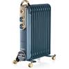 Ariete 839 Radiatore a olio Vintage Celeste - 11 elementi riscaldanti - 3 livelli di potenza - Maniglia e ruote per facile trasporto - max 2500 Watt