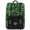TOTTO - Zaino per Ragazzi, Modello Badra, Capacità 16 Litri, Zaino per Laptop da 15 pollici, 2 Scomparti, Tasca Principale con Chiusura a Coulisse Regolabile, Stampa Multicolor e Verde