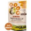IAMS Naturally Chicken and Lamb in Gravy con pollo e agnello in salsa 3 x 85 g + 1 GRATIS