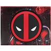 Deadpool Faccia di Anti-Eroe Animato Emblema Distintivo Portafoglio/Portamonete a Due Ante con Porta-ID & Porta-Carte, Rosso