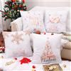 ORANIFUL Fodere Cuscini Natalizie 50x50 Set da 4 Rosa Copricuscini Divano Velluto Quadrati Decorativi in Lino per Letto Décor Casa Auto (Natale 10, 4 Pezzi)