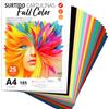 OFITURIA Cartoncini Colorati A4, Fogli Colorati A4 per Manualità, Educazione, Casa, Arte o Ufficio, 25 Fogli, Assortimento Full Color