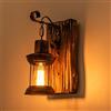 ENXING Lampada Da Parete Retrò in Legno Applique Da Paretecreative in Legno Arte Lanterna Negozio Di Ristorante Bar Caffè Luci Retrò in Legno E27 in Vetro Da Letto Lampade Vintage Da Comodino Illuminazione