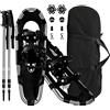 GYMAX Set Ciaspole da Neve, Racchette da Neve in Leghe di Alluminio con Bastoni da Trekking Regolabile e Borsa Impermeabile, Gamma di Peso 30-130 kg (Argento, 30 pollici)
