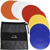 CampTeck U6934 - Coni Piatti Coni Allenamento Piatti Sportivi Flessibili - (Confezione da 10) con Borsa Rete Nera - Colori Dischi: Arancio, Blu, Rosso, Bianco, Giallo