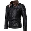 Sunnyuk Giacca Pelle Uomo Pelliccia, Vintage Aderente Giubbino in Ecopelle, Primaverile Marrone Borchie Casuale Slim Fit Giacche in Finta Pelle, Invernale Nero Pu Elegante Colletto Risvolto Giubbotto