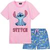 Disney Stitch Pigiama Bambina Estivo Cotone Misto Pigiama Ragazza Corto Due Pezzi IH Oh 4-14 Anni Pigiami Bambina Pantaloncini Manica Corta Stitch Gadget Ufficiale (Rosa/Blu Stitch, 5-6 Anni)