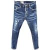 ZMIN Jeans strappati da uomo slim fit piccolo piede blu pantaloni jeans skinny elasticizzati maschili, D066, 46