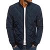 LQX Tinta Unita Giacca Uomo Moda Collare In Piedi Zip Abbottonatura Freddo Giacca Uomo Slim Fit Rombi Trapuntatura Invernale Giacca Uomo Più Ispessimento Caldo Cotone Abbigliamento Uomo D-Navy XL