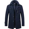 SUIUOI Cappotto da uomo in lana invernale, cappotto lungo da uomo, cappotto invernale, giacca lunga di lana calda con risvolto, cappotto di cashmere casual, tinta unita, per il tempo libero, Blu mare,