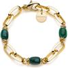 Unoaerre Bracciale Unoaerre 2199 in bronzo dorato giallo e malachite
