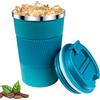 Relota Tazza Caffe Termica Blu 380ml, da Viaggio in 304 Acciaio Inossidabile Riutilizzabili Prova di Perdite, Caldo e Freddo, Latte e Tè