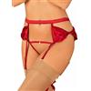 Obsessive Reggicalze con Perizoma Sexy Vita Alta Rubinesa, Rosso,L-XL