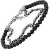 10:10 Bracciale con pietre naturali da 4 mm di diametro e catena spiga brunita in acciaio inox, realizzato in Italia