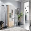 Dmora Scarpiera Eugene, Armadio portascarpe Alta a 1 Anta, Mobile portascarpe Moderno, Armadio da Ingresso con Specchio, 50x22h180 cm, Rovere