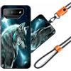 JEZSTHAI Custodia Compatibile con ASUS ROG Phone 7 Cover in Silicone TPU Morbido con Cordino/Laccio Tracolla Cellulare,Antiurto AntiGraffio Protettiva Bumper Case con Disegno Motivi,A06