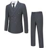 Allthemen Abito da Uomo in 2 Pezzi Slim Fit Completo Doppiopetto Tinta Unita Business Formale Elegante Grigio Scuro 3XL