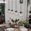 hofstein Lampadario a sospensione Gastor, lampada a sospensione in metallo/vetro in nero/trasparente, design vintage e retrò con ombrelli in vetro (Ø 15 cm), altezza max. 149 cm, 4 lampadine E14, senza