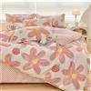Odot Floreale Set Copripiumino 4 Pezzi, Set di Biancheria da Letto con Copripiumini, Lenzuola sopra e Federe, Set Biancheria da Letto Singolo Matrimoniale King (150x200cm,Fragola Rossa)