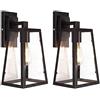 FROIDEXG Lampade da Parete per Esterni Lanterna A Sospensione per Esterni E27 Lanterna da Parete in Vetro Apparecchio in Metallo Nero Applique da Parete retrò per Cortile Giardino Garage