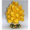 SICILIA BEDDA CAPACI Pigna Siciliana in Ceramica di Caltagirone Decorativa - H 11/12 cm - Giallo - Mod. Gambo Decorato Casuale
