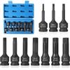 EFUTURETIME 10 Pz. Set Chiavi XZN 1/2, M5, M6, M8, M10, M12, M14, M16, M17, M18, M19, Bussole Maschio Inserti con Scatola, Cr-Mo, Chiavi a Bussola Multidente