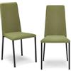 REDÒKASA Set 2 sedie imbottita modello BETTY STYLE per interni, design moderno, gambe quadre in metallo, schienale e seduta rivestiti con tessuto morbido al tatto (Verde oliva, 2)