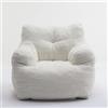 Langla-Shades Poltrona a sacco con imbottitura in schiuma, tessuto di velluto orsacchiotto, stile trapuntato, 1 m x 0,9 m x 0,7 m, L x P x H (bianco)