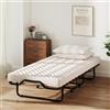 COSTWAY Letto Brandina Pieghevole, con Materasso in Memory Foam 4 Ruote Girevoli, Trapuntatura a Onda con Imbottitura a Doppia Fibra, 200x80x40cm, Made in Italy (Stile 2 Beige)