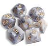 QMAY DND Dice - Set di 7 dadi poliedrici per Dungeon e Dragons MTG RPG D&D D20, D12, D10, D%, D8, D6, D4 (grigio e bianco)