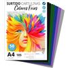 OFITURIA Cartoncini Colorati A4, Fogli Colorati A4 per Manualità, Educazione, Casa, Arte o Ufficio, Cartoncini Colorati A4 Sfumature Fredde - Ofituria (50 Fogli, Assortimento Freddo)