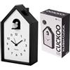 FISURA - Sveglia cuco maisonette, bianco e nero. Sveglia analogica originale. Con ago con pulsante Snooze, luce. Funzionamento: 3 batterie AA (non incluse)