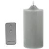 DRW Set di 4 candele in cera con LED e telecomando colore grigio 10x10x20 cm