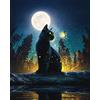 EOBROMD 5D Diamond Painting Kit Completo Gatto, Luna Pittura Diamante FAI DA TE, Diamond Painting Bambini Adulti, Strass Ricamo a Punto Croce Painting Decorazione per Casa 30x40cm