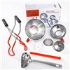 megusta!® Premium set per l'inscatolamento | 8 pezzi | 2 imbuti in acciaio inox | 1 riduttore | 2 setacci | alza barattoli | pinza per l'apertura dei barattoli | magnete per coperchi