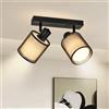 Doughelec Plafoniera Lampada da Soffitto 2 Faretti Orientabili, Nero Faretti da Soffitto Faretto da Parete Vintage Plafoniera 2 Luce E14 bianco caldo Muro per Soggiorno Cucina, Lampadina Non Inclusa