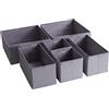 TYEERS Organizer per Cassetti, Tessuto Durevole, Lavabile, con Pannelli di Supporto, Scatole Portaoggetti Piccole per Bagno, Armadio, Comò, 6 Pezzi, Grigio Scuro