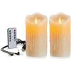 FiiMoo LED Ricaricabili 2 Pezzi, Candela Flameless con Cavo USB, USB-12.5cm Avorio