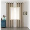 GIRASOLE HOME® Coppia Tende Voile Trasparenti Effetto Lino Tenda per Soggiorno Camera Cameretta 2 Pannelli con Occhielli (Tortora, 140x285cm)