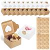 TAIXING 20 scatole per cupcake, 4 pollici, marrone/bianco, con finestra trasparente e 24 adesivi, pieghevoli, in cartone per biscotti, torte, dessert, matrimoni, festival, compleanni