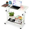 TAOBOU Scrivania mobile per computer, scrivania portatile da ufficio con ruote mobili, scrivania da studio regolabile in altezza, scrivania per computer, 80x40x60,90 cm (bianco)